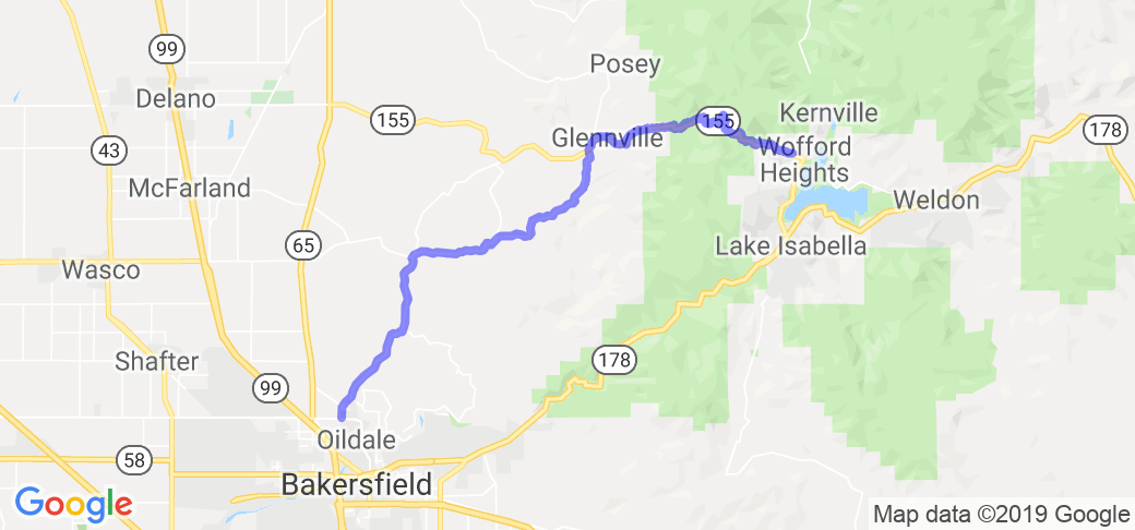 Granite Rd to HWY 155 to Wofford Heights |  United States