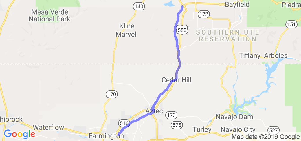 Durango CO to Farmington NM via River Roads |  United States