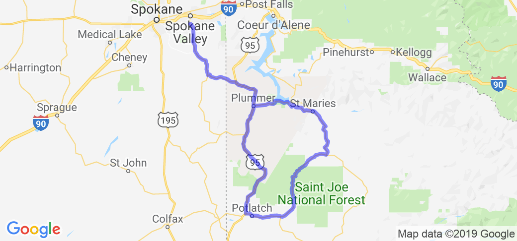 Spokane Valley to White Pine Scenic By-way to St Maries Idaho |  Washington