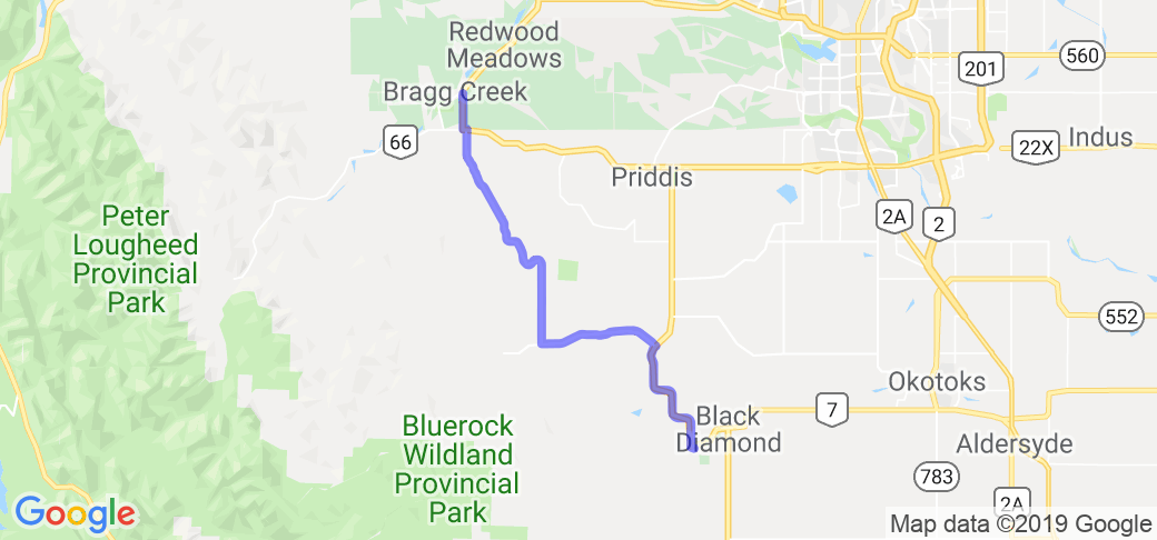 Bragg Creek to Turner Valley (Alberta, Canada) |  Routes Around the World