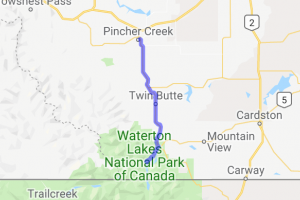 Pincher Creek to Waterton Lakes (Alberta, Canada) |  Routes Around the World