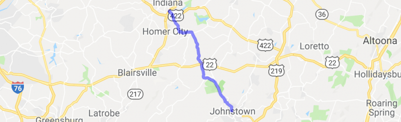 Indiana PA to Johnstown PA on Route 56 |  United States