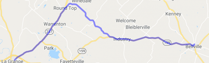 La Grange to Round Top to Bellville Texas on TX-159 |  United States