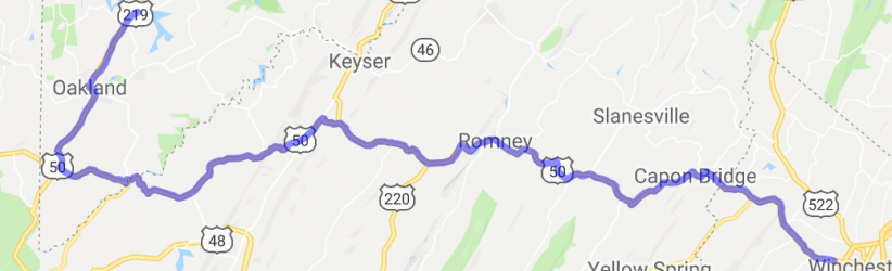 Winchester VA to Deep Creek Lake MD |  West Virginia