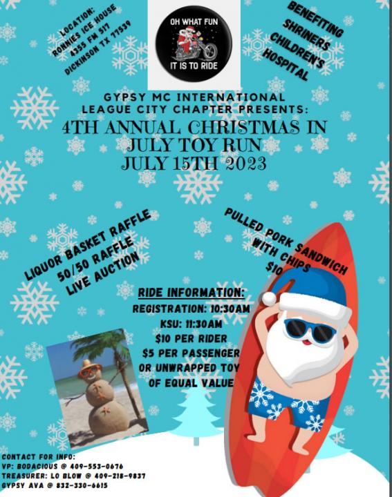 3rd Annual Christmas in July Toy Run Motorcycle Roads
