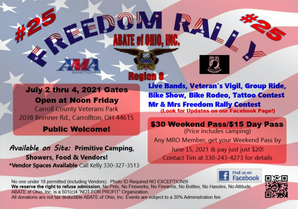 ABATE, Ohio Freedom Rally 2021 Motorcycle Roads