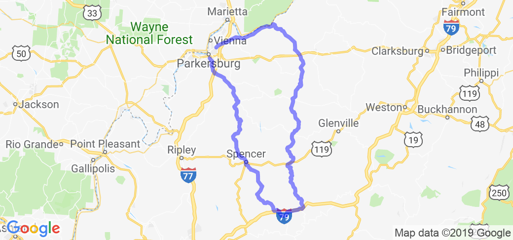 Parkersburg-Clay-Harrisville-Loop |  West Virginia