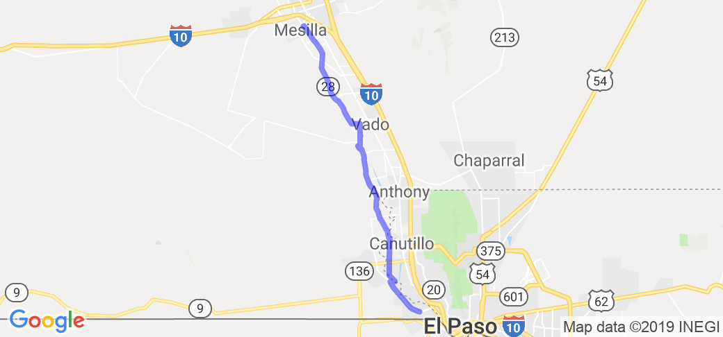 Route 28 from Sunland Park North to Mesilla |  United States