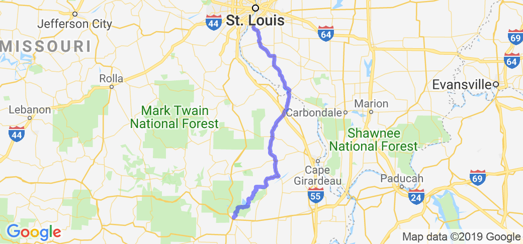 MO 51/IL 3 - Back way from Poplar Bluff to St. Louis |  United States