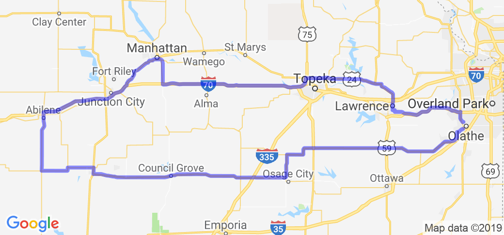Loop from Olathe, KS to Abilene, KS and the Eisenhower Museum |  United States