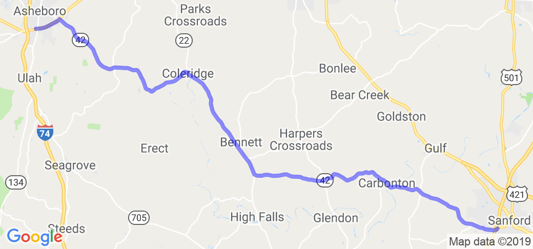 Route 42 - Sanford to Asheboro North Carolina |  United States