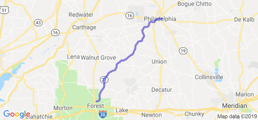 Route 21 From Forest to Philadelphia |  United States
