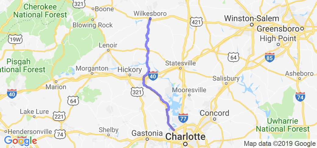Route 16 - Charlotte to Wilkesboro |  United States