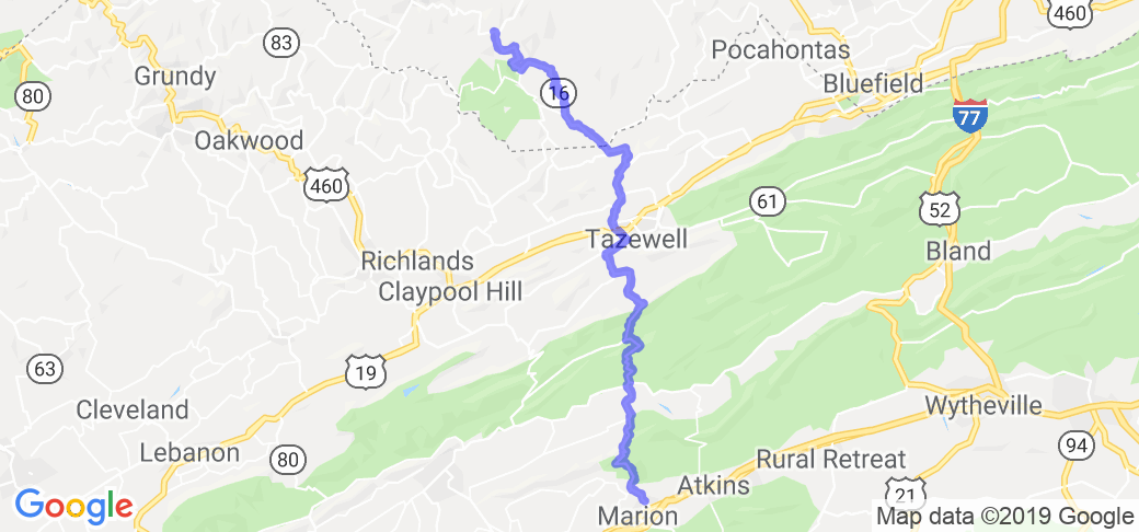 Virginia's State Route 16 |  West Virginia