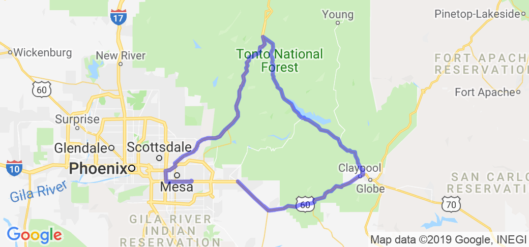 Mesa, Globe, Punkin Center, and back to Mesa |  Arizona