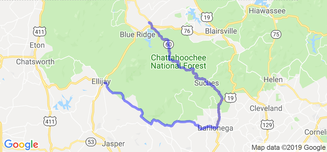 Chattahoochee National Forest Map Chattahoochee National Forest Tour | Route Ref. #35517 | Motorcycle Roads