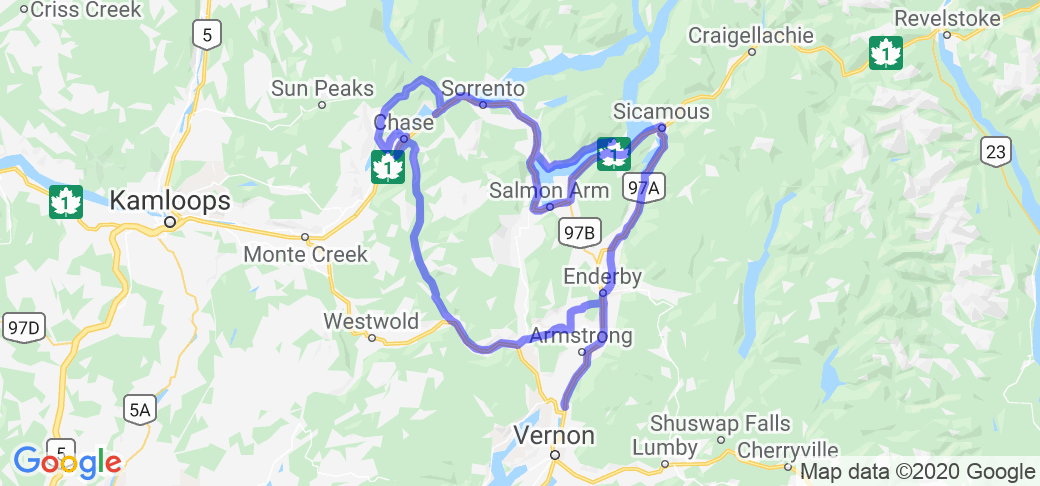 Sicamous - Falkland - Chase (British Columbia, Canada) |  Routes Around the World