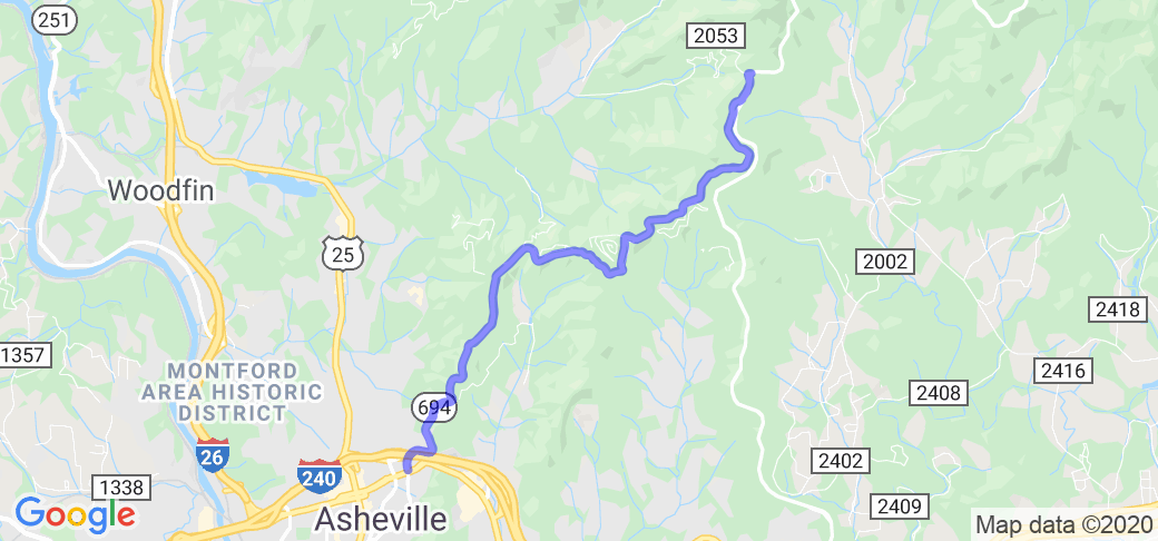 Route 694 in Asheville to the BRP |  United States