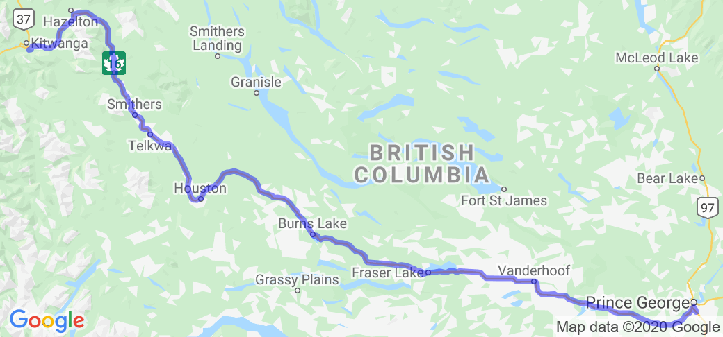 Yellowhead Highway 16  Cassiar Hwy. to Prince George (British Columbia, Canada) |  Routes Around the World