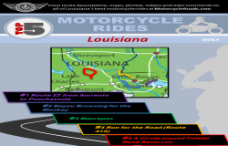 Top 5 Motorcycle Rides in Louisiana based on 2021 riding season data