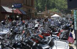 motorcycle lined up during a Sturgis Motorcycle Rally