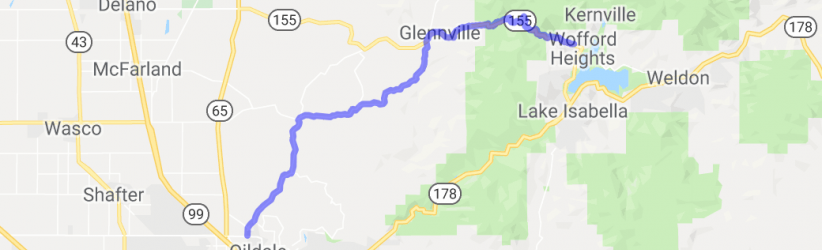 Granite Rd to HWY 155 to Wofford Heights |  United States