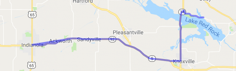 Indianola to Lake Red Rock |  United States