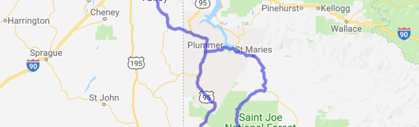 Spokane Valley to White Pine Scenic By-way to St Maries Idaho |  Washington