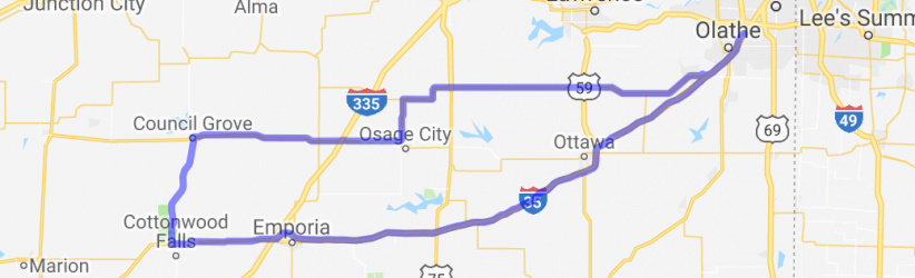 The Olathe to Cottonwood Falls Loop |  United States