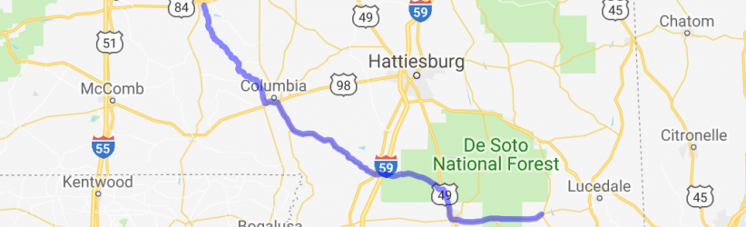 Backwoods route from Benndale to Monticello |  United States