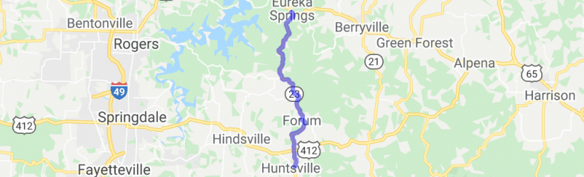 Huntsville AR to Eureka Springs AR on Route 23 |  United States