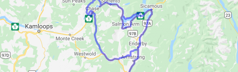 Sicamous - Falkland - Chase (British Columbia, Canada) |  Routes Around the World