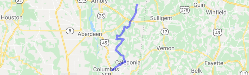 Country Ride From Caledonia to Splunge Mississippi |  United States