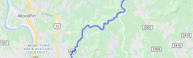 Route 694 in Asheville to the BRP |  United States