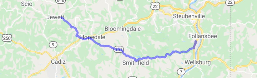 Ohio Route 151 (East) - Jewett, Ohio to Ohio River |  United States