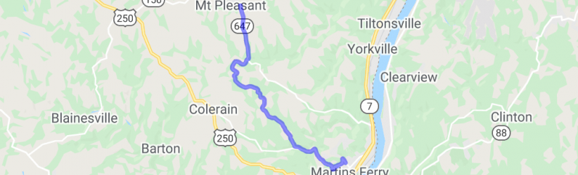 Ohio Route 647 - Martin's Ferry, OH to Mt. Pleasant, OH |  United States
