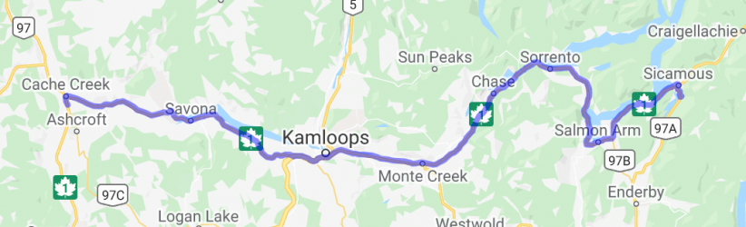 Cache Creek to Sicamous TC-1 (British Columbia, Canada) |  Routes Around the World