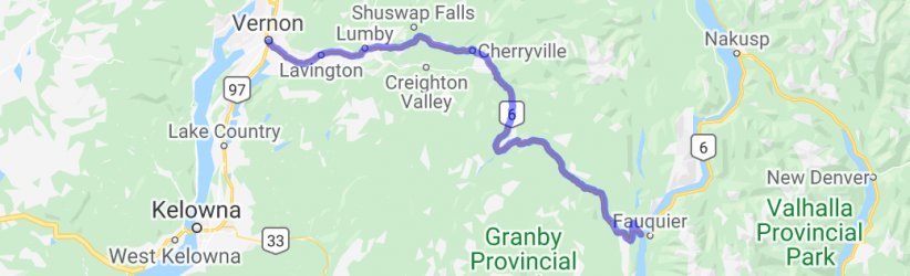 Hwy 6 - Vernon to Fauquier (British Columbia, Canada) |  Routes Around the World