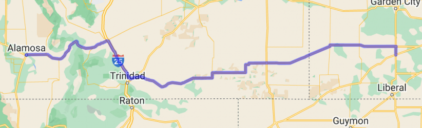 Around the edge of Colorado (segment 2 of 8) - Sublette KS to Alamosa CO |  Colorado