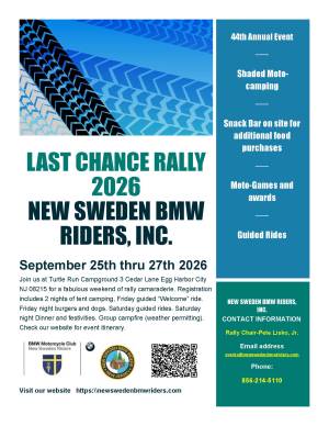 44th Annual New Sweden BMW Riders Last Chance Rally |  United States