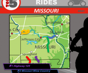 Top 5 Motorcycle Rides in Missouri based on 2021 riding season data